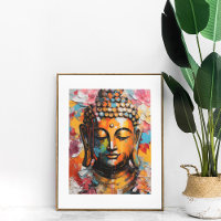 Bouddha Abstrait coloré avec accent floral