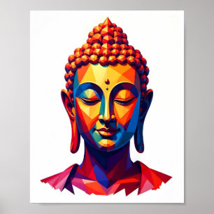 Affiche Bouddha coloré Art numérique géométrique contempor