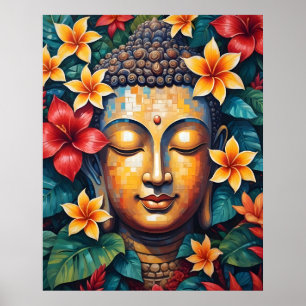 Affiche Bouddha coloré Vibrant Pixel Art