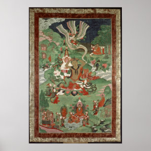 Affiche Bouddha coupant une touffe de cheveux