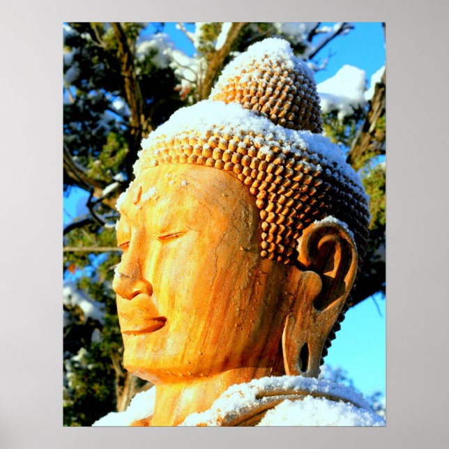 Affiche bouddha dans la neige (Devant)