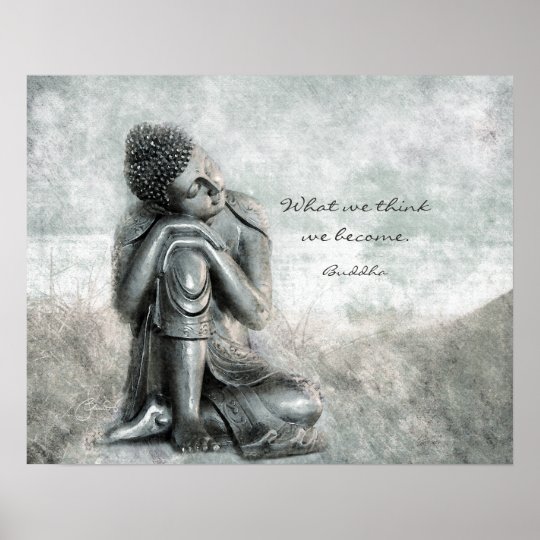 Affiche Bouddha D Argent Paisible Avec Citation De Sagesse Zazzle Fr