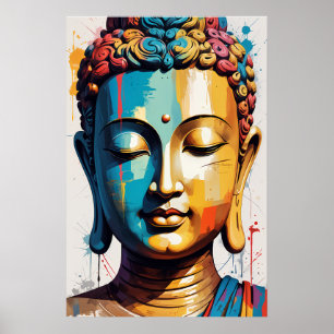 Affiche Bouddha d'art moderne multicolore