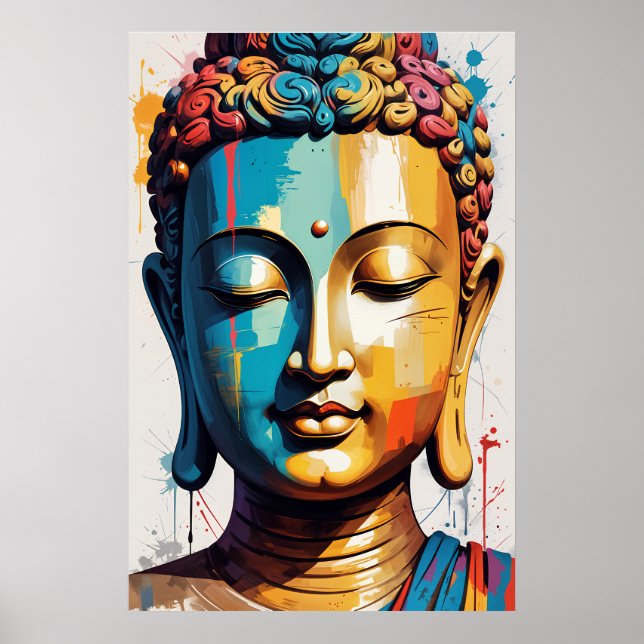 Affiche Bouddha d'art moderne multicolore (Devant)