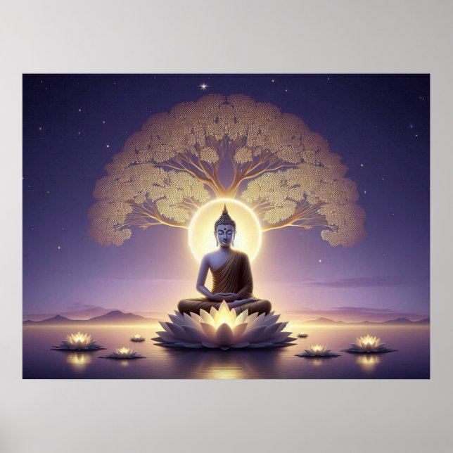 Affiche Bouddha D'Oeuvre Serene En Aura Tranquille (Devant)