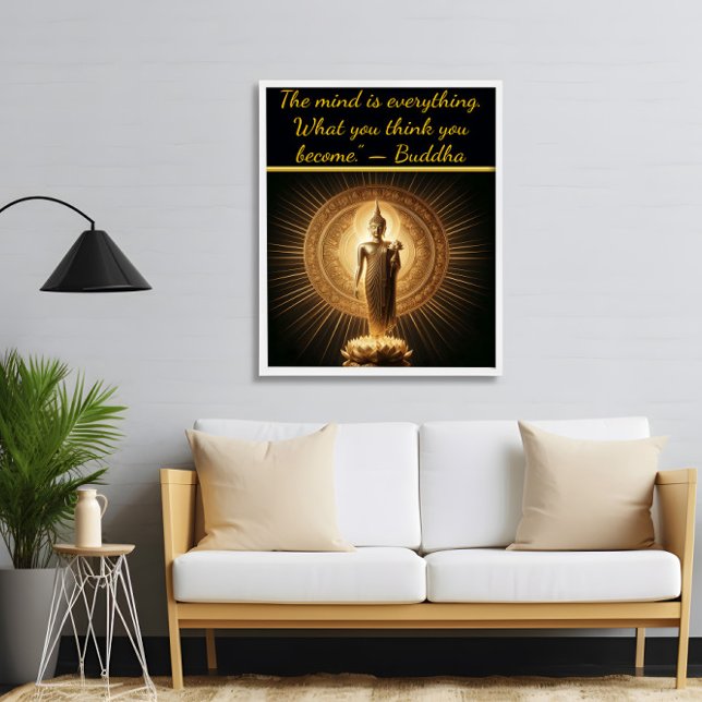 Affiche Bouddha d'or dans la pose de méditation de lotus (Créateur téléchargé)