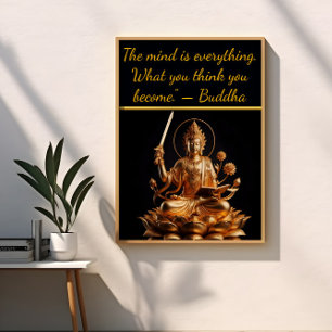 Affiche Bouddha d'or sur le trône du lotus