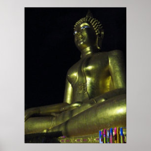 Affiche Bouddha doré la nuit