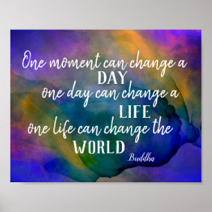 Affiche Bouddha inspirant citation bleu et violet audacieu