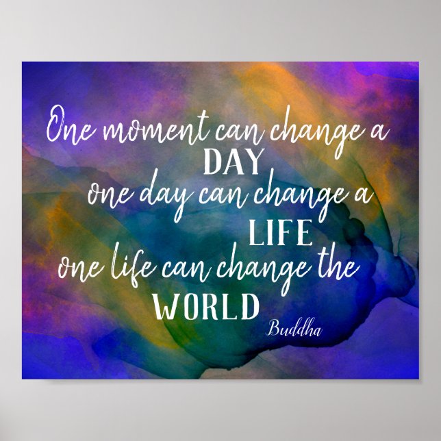 Affiche Bouddha inspirant citation bleu et violet audacieu (Devant)