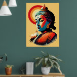 Affiche Bouddha Lord Retro Pop Art Portrait<br><div class="desc">Bouddha Lord Portrait in the Sun,  créé sur Retro Pop Art Style Design. Illustration vectorielle originale Copyright BluedarkArt TheChameleonArt.</div>