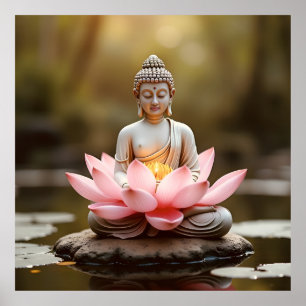 Affiche Bouddha Lotus Fleur Bouddhisme Zen Spiritualité