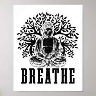 Affiche Bouddha Méditation Respirer Yoga Zen Bouddhisme Yo