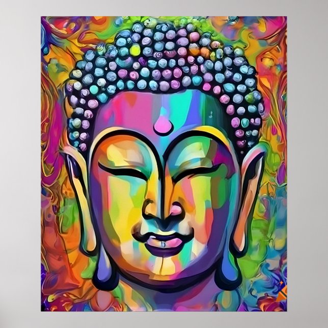 Affiche Bouddha Multicolor Art Moderne (Devant)
