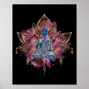 Affiche Bouddha spirituel dans la fleur de lotus Méditatio