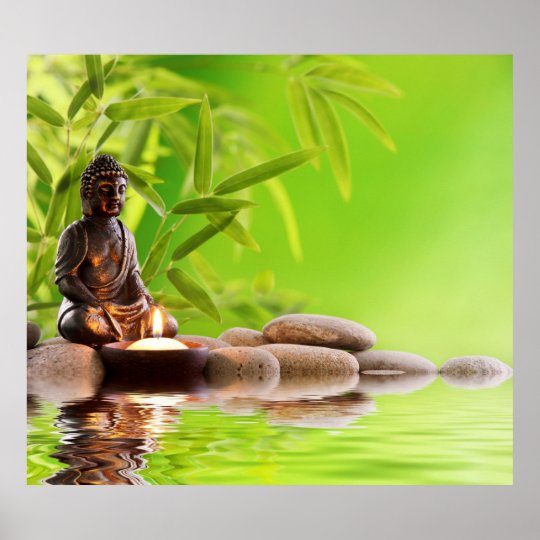 Affiche Bouddha Vert Zen Paix Meditation Calme Silen Zazzle Fr