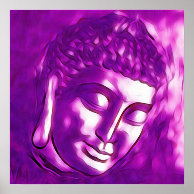 Affiche Bouddha violet Art Portrait Bouddhisme Amour spiri (Devant)