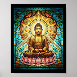 Affiche Bouddha vitrail Bouddhisme zen Méditation spiritue