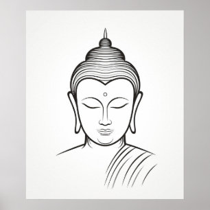 Affiche Bouddha Yoga Méditation ligne minimaliste art II
