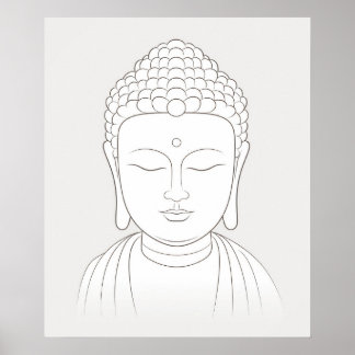 Affiche Bouddha Yoga Méditation minimaliste art linéaire