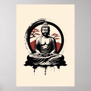 Affiche Bouddha Zen japonais