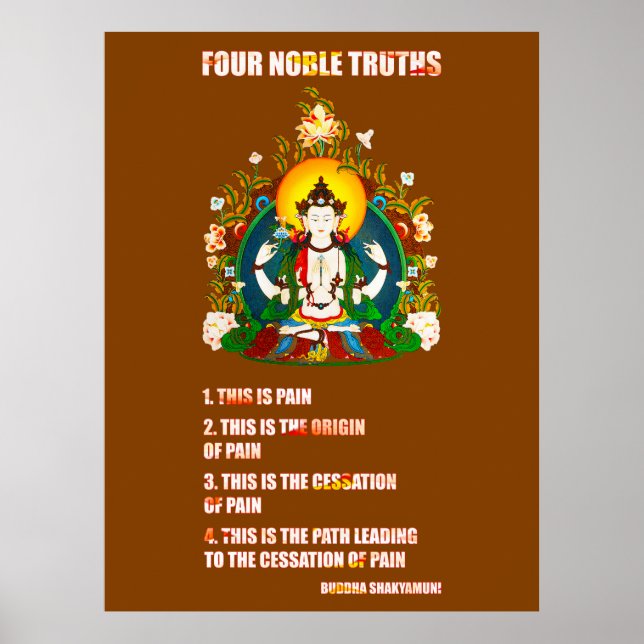 Affiche Bouddhisme 4 Noble Truth Bouddha Teachings (Devant)