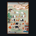 Affiche Bouddhiste Neuf Appartements Mentaux Thangka<br><div class="desc">thangka tibétaine : Le chemin de Samatha / Apprivoiser l'esprit des éléphants</div>