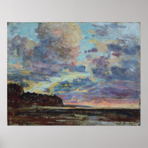 Affiche Boudin - Coucher de soleil d'Etretat