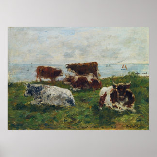 Affiche Boudin - Cows Near Sea 1896