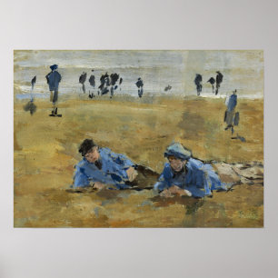 Affiche Boudin - Deux hommes allongés sur la plage