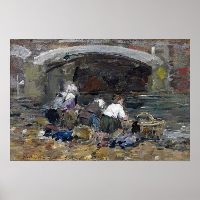 Affiche Boudin - Lisseuses Près Du Pont 1885 (Devant)