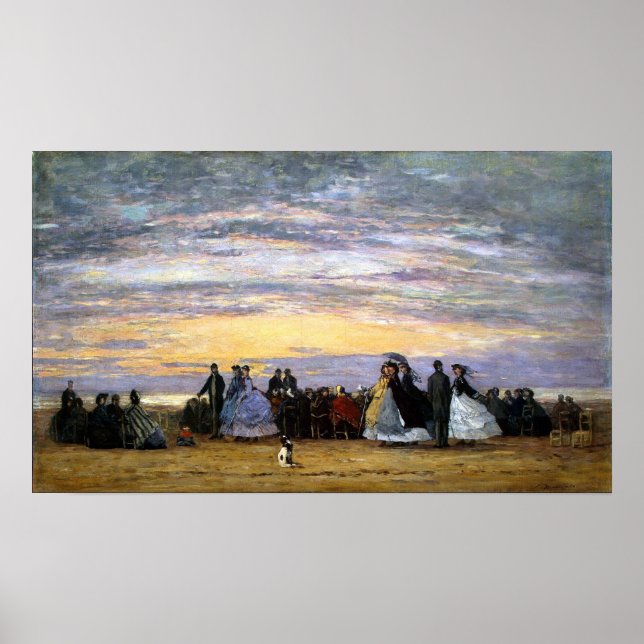 Affiche Boudin - The Beach At Villerville, 1864 (Devant)