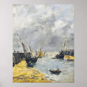 Affiche Boudin - Trouville Jetties Dans Le Port 1896