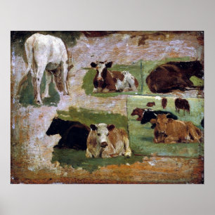 Affiche Boudin - Vaches Et Bovins (Étude) 1860