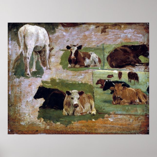Affiche Boudin - Vaches Et Bovins (Étude) 1860 (Devant)
