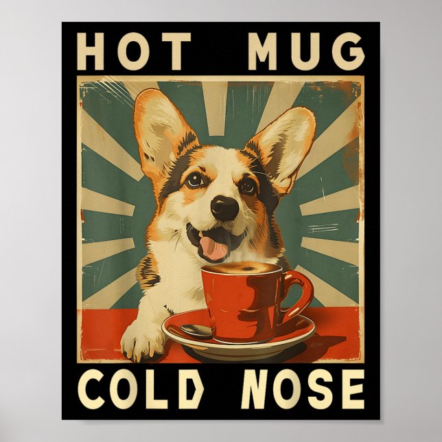 Affiche Boug chaud Froid Nez - Drôle Retro Corgi Chien &am (Devant)