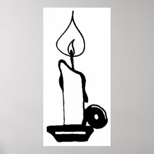 Affiche Bougie Allumée Vintage Élégante Noir Et Blanc