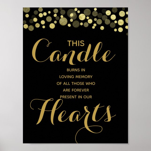 Affiche Bougie commémorative Gold & Black pour mariage (Devant)