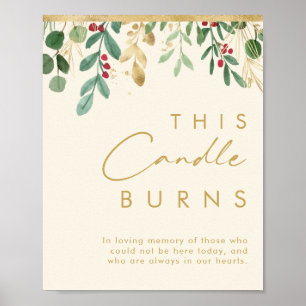 Affiche Bougie Crème de Feuillage de Noël Moderne Celle-ci