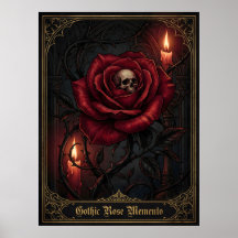 Bougie Fleurie Sombre Crâne Memento Mori Rose Goth
