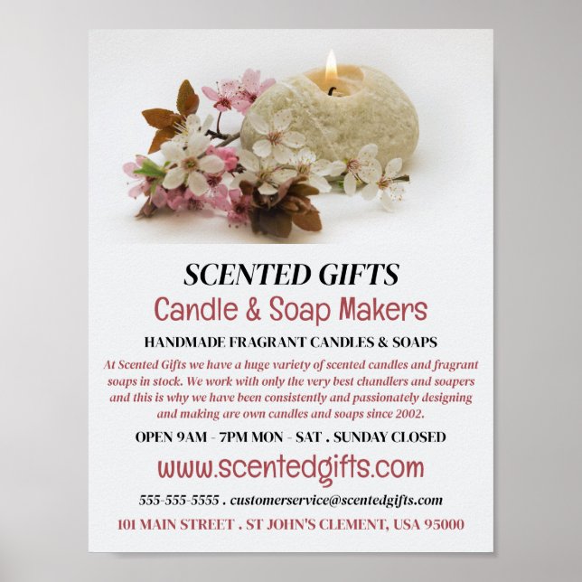 Affiche Bougie florale, bougie et fabricant de savon Publi (Devant)