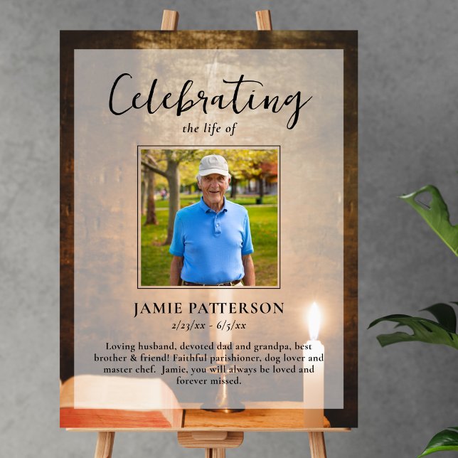 Affiche Bougies Bible Célébration de la vie Photo Funérail (Créateur téléchargé)