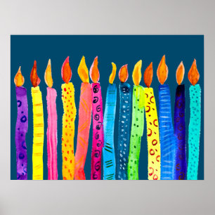 Affiche Bougies d'anniversaire aquarelle