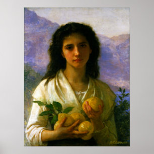 Affiche Bouguereau - Fille tenant des citrons