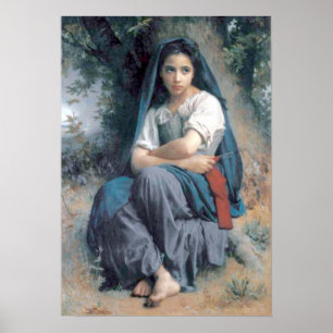 Affiche Bouguereau - La petit Tricoteuse