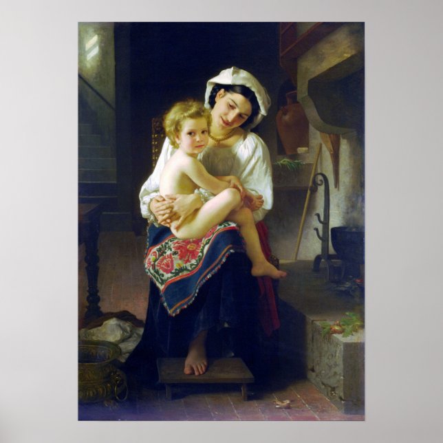 Affiche Bouguereau - Mère Regardant Son Enfant 1871 (Devant)