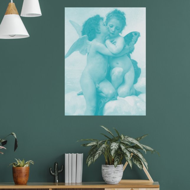 Affiche Bouguereau - Premier baiser - Bleu (Salon 1)