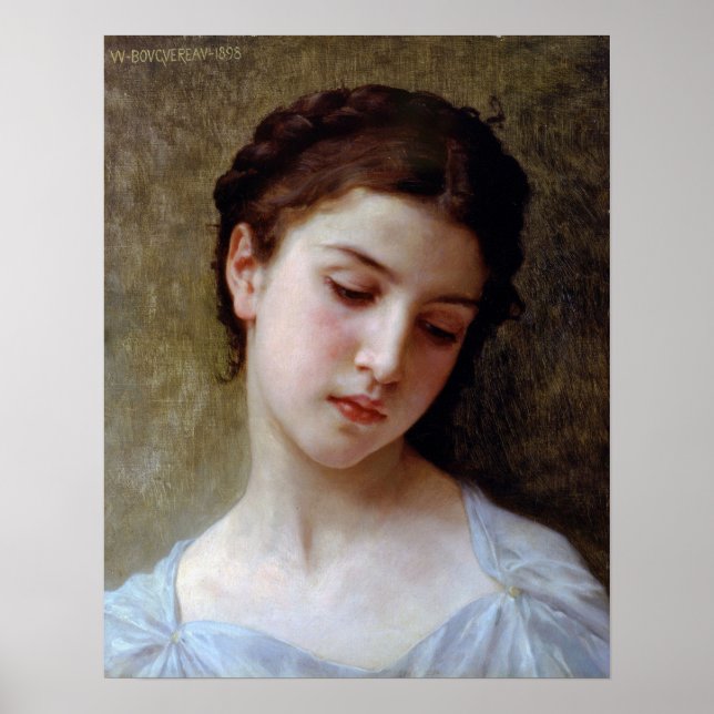 Affiche Bouguereau - Tête d'une jeune fille 1898 (Devant)