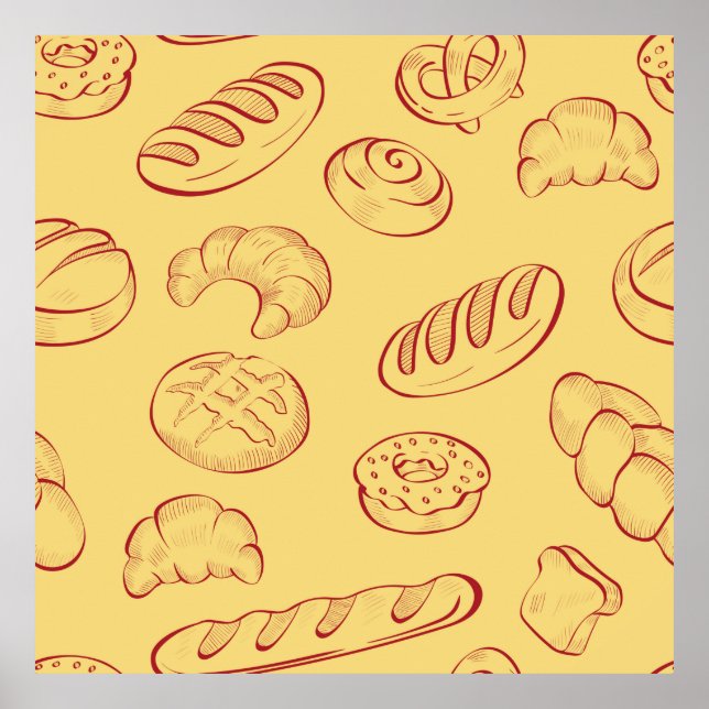 Affiche Boulangerie, croissant, nourriture vintage sans co (Devant)