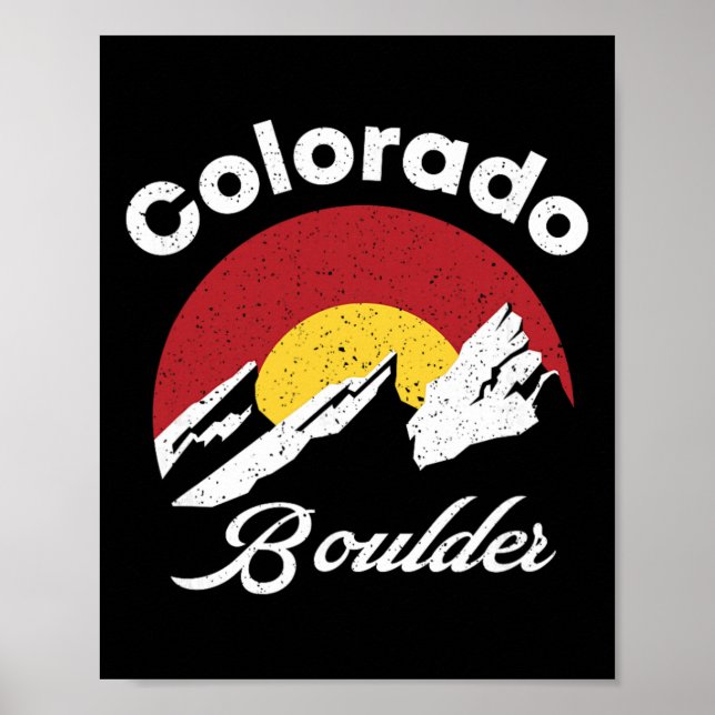 Affiche Boulder Flatirons Colorado Drapeau Escalade Vélo R (Devant)